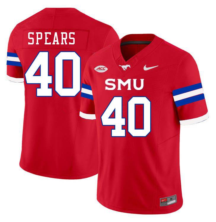 SMU Mustangs #40 Keveion'ta Spears Jersey College Football Uniforms-Red